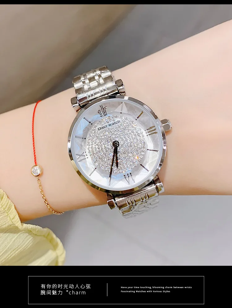 Высокое качество Роскошный Для женщин часы Водонепроницаемый Для женщин Нержавеющая сталь кварцевые часы серебристого цвета розового золота часы Японское движение