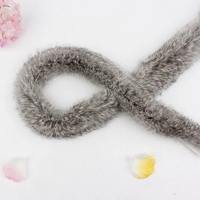 Натуральный утолщенный мех кролика отделка одежды аксессуары из натурального меха полосы для свитера пальто капюшон шляпа Diy пушистый - Цвет: Grass gray