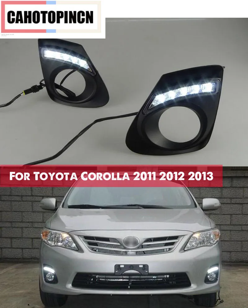 

Для Защитные чехлы для сидений, сшитые специально для Toyota Corolla 2011 2012 2013 Супер Яркость 12V светодиодный дневные ходовые огни дневного светильник Водонепроницаемый ABS Дневной светильник лампы противотуманного фонаря