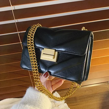 

Vintage Fashion Square Crossbody Bag 2020 New High Quality PU Leather Women's Designer Handbag Lock Chain Shoulder Messenger Bag