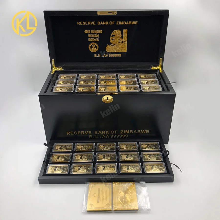 270 pcs bars 1200 шт./лот сто триллионов долларов/Золотая банкнота Зимбабве в черной деревянной коробке около 5-7 дней - Цвет: 270 pcs bars