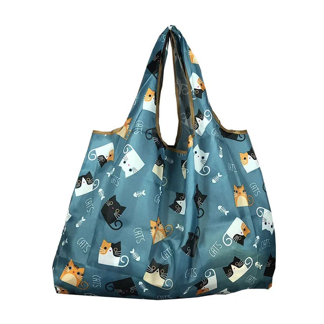 Fashionable foldable shopping bag waterproof one-shoulder portable thickening portable grocery bag green supermarket storage bag