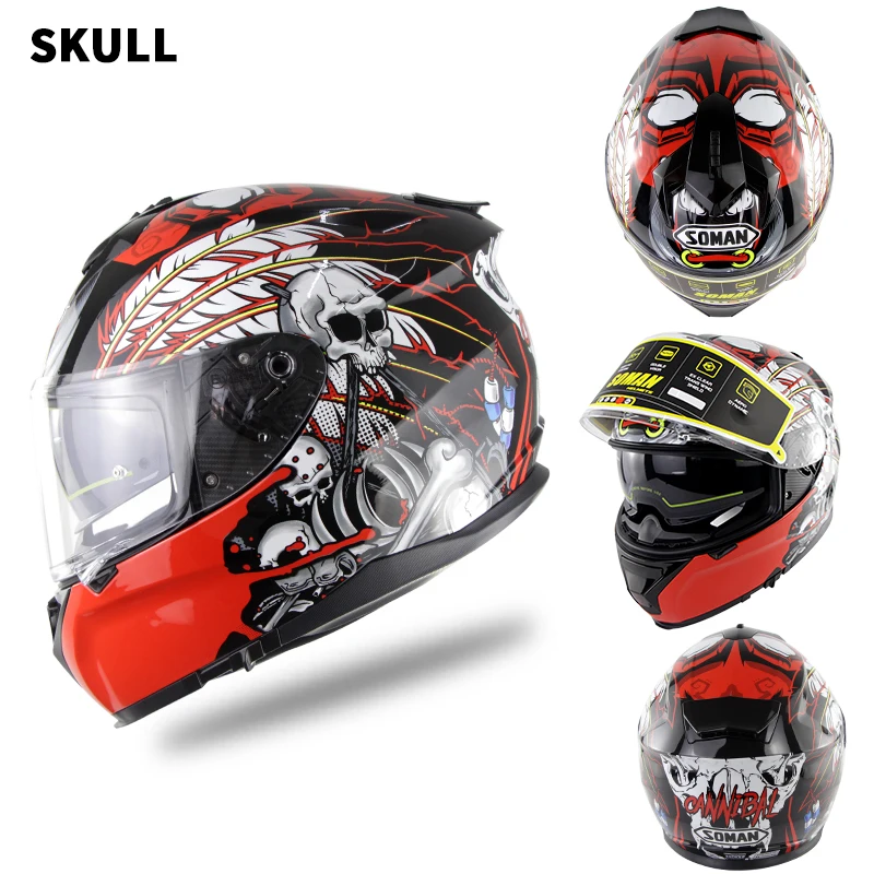 SOMAN 961 двойной козырек полный шлем, одобренный ECE мотоциклетный шлем мужчина и женщина Capacete ABS анти-УФ Casco Moto