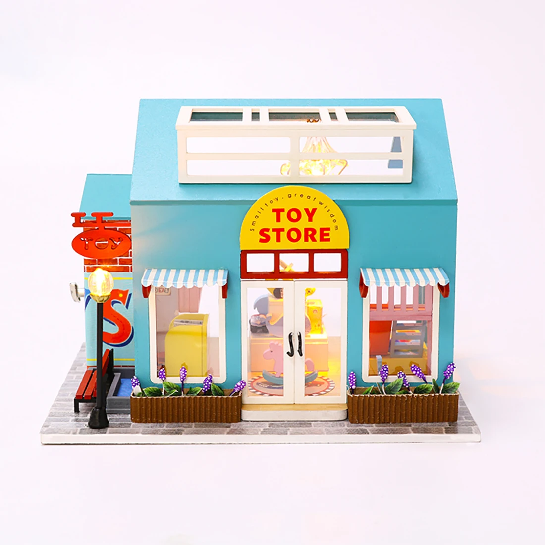 

Doll House DIY Creative Handmade Theme Wooden Cabin Assembly Building Model Toy Set With Light And Music For Children -Toy Store