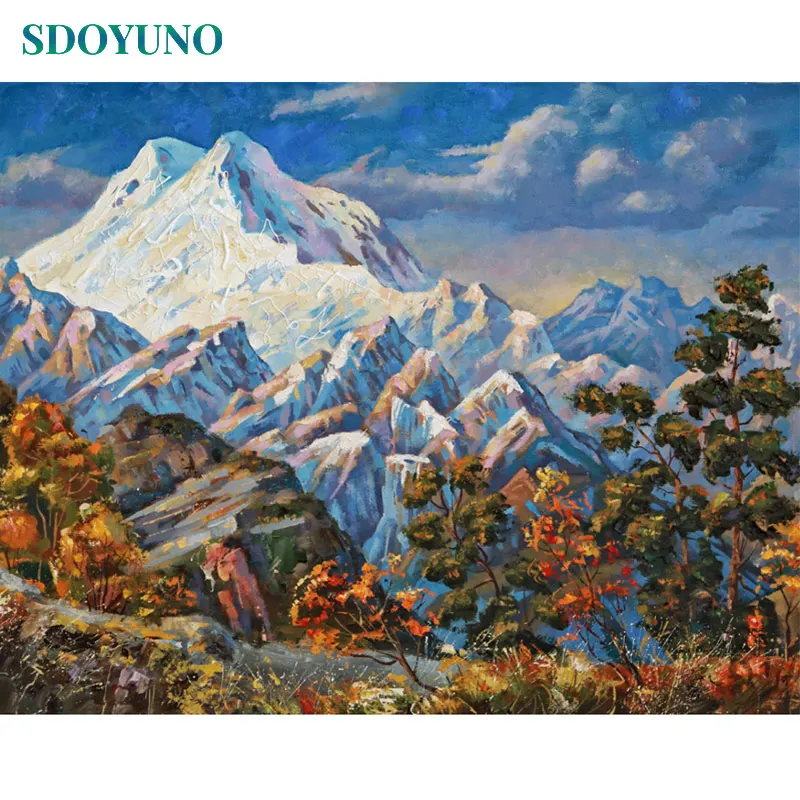 SDOYUNO 60x75 см Осенняя картина по номерам бескаркасная цифровая живопись DIY картинки