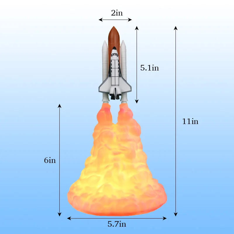 Big Size 3D печать космический челнок ночные огни Аэрокосмическое украшение сменный светодиодный фонарь ракета перезаряжаемый мяч освещение дропшиппинг - Испускаемый цвет: Big Size