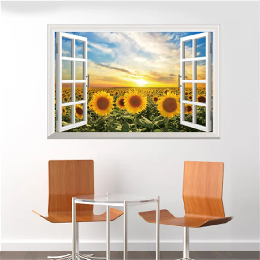 

DIY cartoon Sunrise sunflower wall sticker children's room home decor applique baby kindergarten diy vinyl art mural