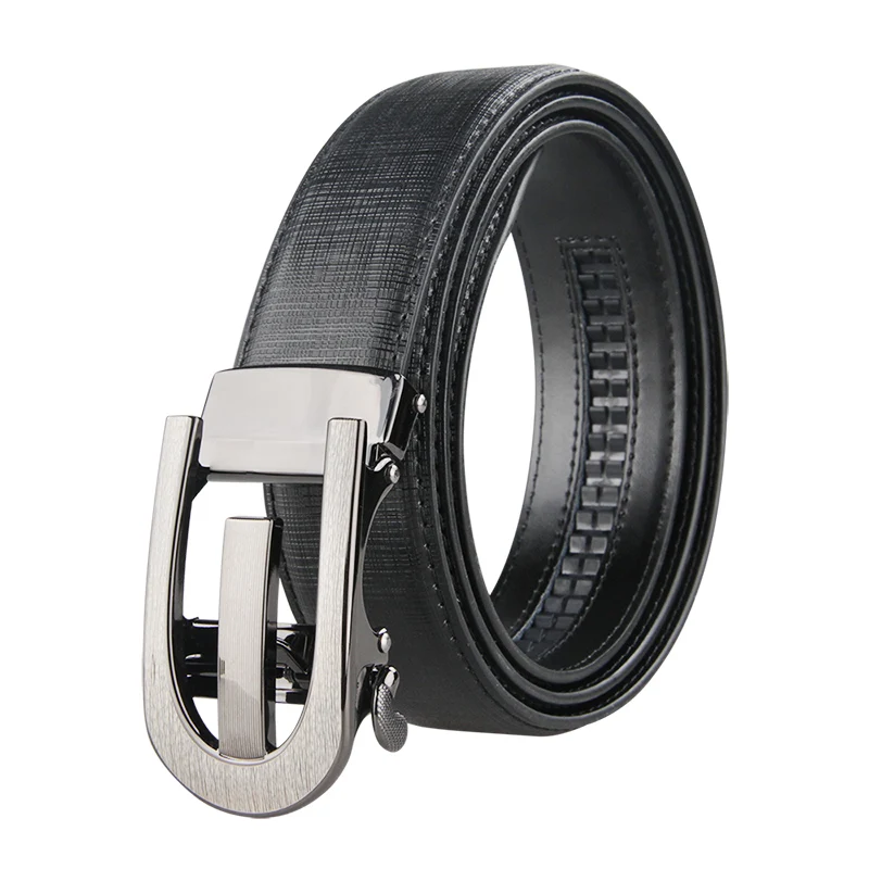 

Men Holeless High Quality Leather Ratchet Belt with Automatic Sliding Buckle Waist Belt Adjustable Belt For Jeans