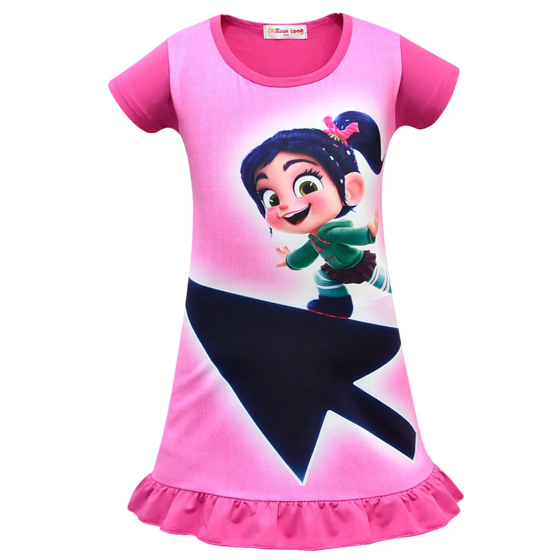8739-rose Red New Clothes Vanellope Von Schweetz Halloween Costume Wreck It Ralph2 Ralph Breaks The Internet Clothing for Baby Girls Kids wig - Цвет: 8739-rose Red