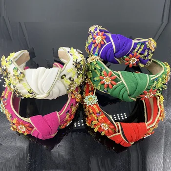 

Boho Knitted Headband Handmade Knotted Headband Wide Female Headband Hair Ornaments Wedding Crown Cueen Crown Tattoos