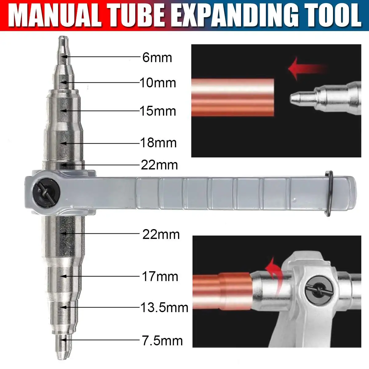 Hot Refrigeration Copper Pipe Tube Expanders Manual Tube Expander Air Conditioner Swaging Kit Install Repair Hand Expanding Tool afbeelding