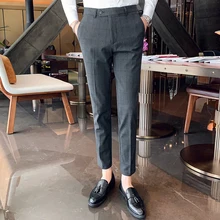 Костюм брюки мужские тонкие модные деловые повседневные клетчатые брюки мужские уличные дикие британский стиль мужские брюки