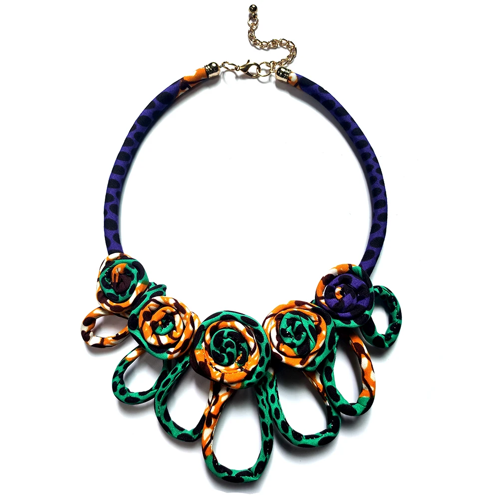 Африканское ожерелье Анкара ожерелье с принтом Африканские Этнические украшения ручной работы свадебные украшения Анкара тканевое ожерелье для женщин