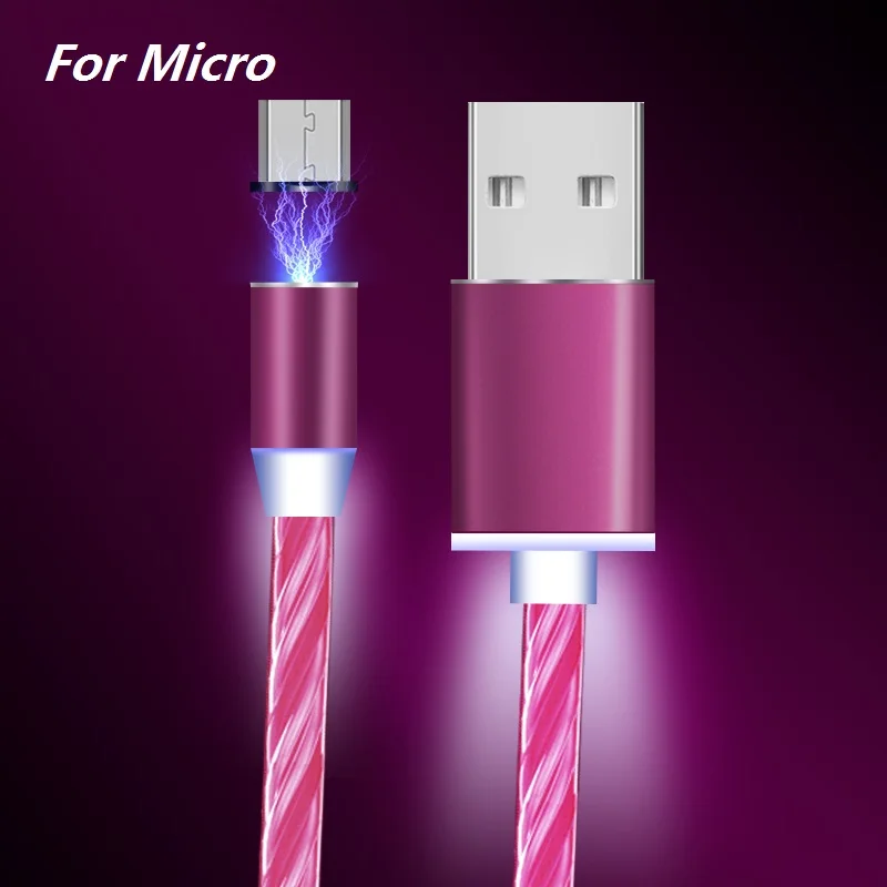Магнитный зарядный кабель типа C, светящийся usb-кабель для iPhone XS Max XR X светодиодный USB C провод для быстрой зарядки для samsung huawei P20