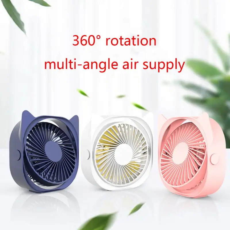 

Mini Portable USB Charging Fan 3 Speeds Adjustable Desktop Cooling Fan Cooler with Ears for Office Car Home Travel Holiday Beach