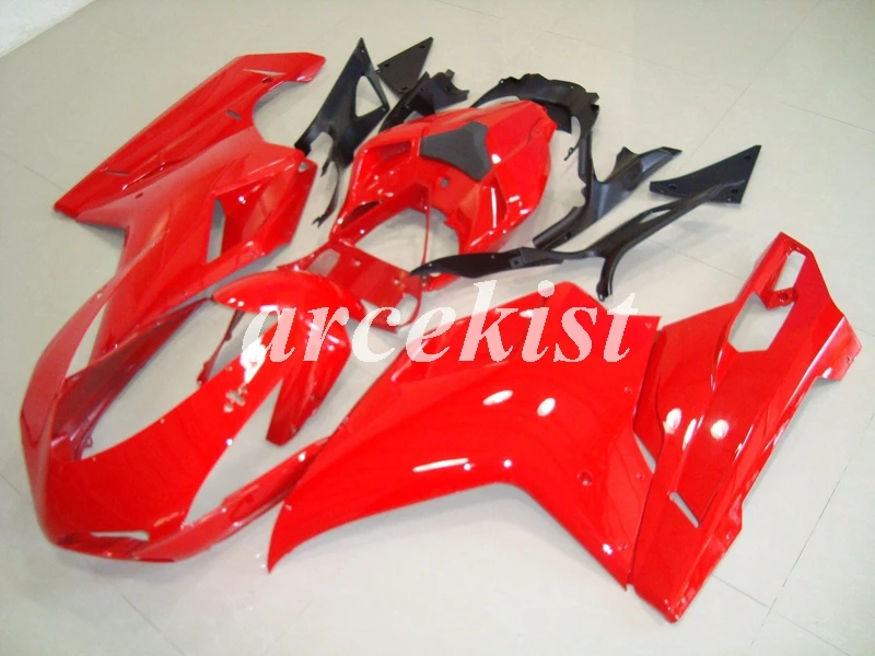 Инъекций ABS Полный обтекатели комплект подходит для поездок на мотоцикле DUCATI 848 evo 1098 1198 1098S 2007 2008 2009 2010 2011 2012 тела комплект темно-красный - Цвет: red