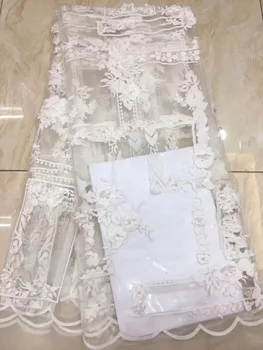 

African Lace Fabric 2018 Embroidered Nigerian Beaded Lace Fabrics High Quality French Tulle Lace Fabric For Women