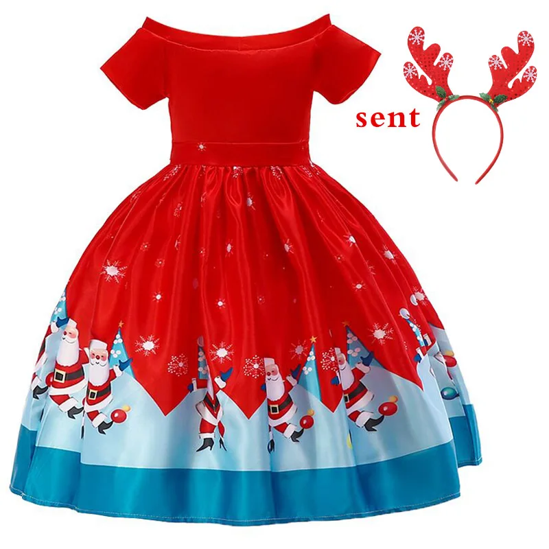 

Fashion Red Christmas Dress for 2-10 Years Girls Party Princess Dress Formal Kids Vestidos Children Party Dress Girl's Clothes
