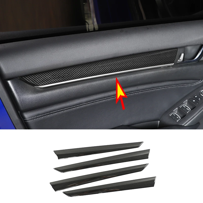 4pcs For Honda Accord- ABS Carbon Fiber Interior Door Sequin Stripe Decoration Cover Trim Car Styling Accessories