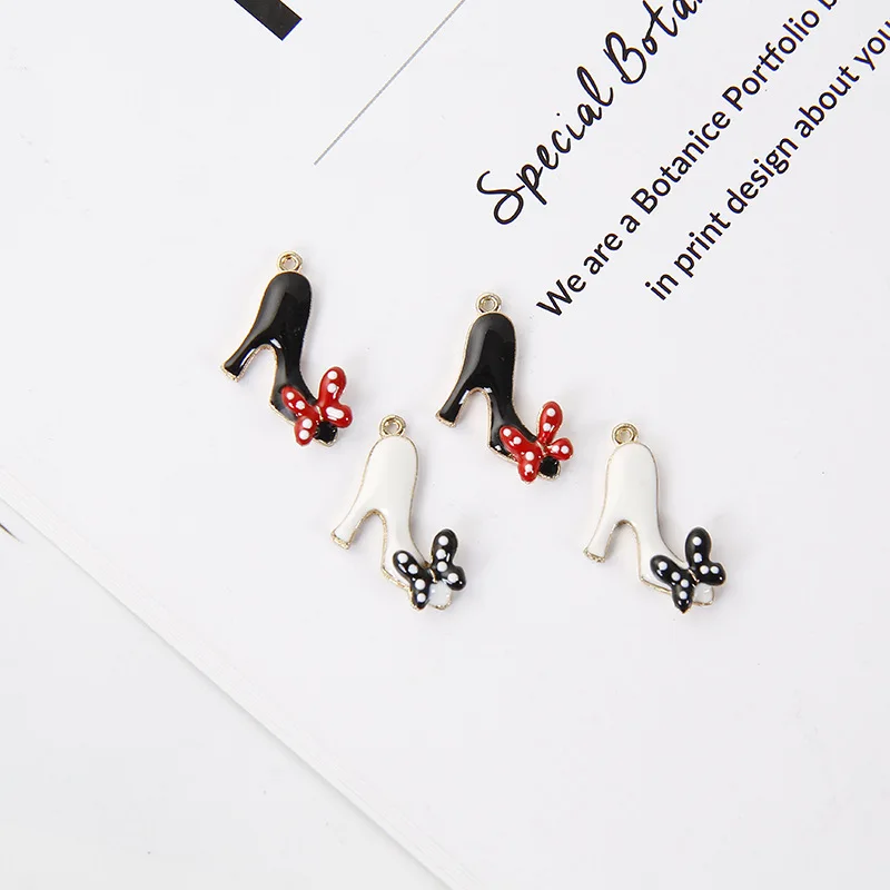 

10pcs/pack bow high heelsfloating Enamel Charms Alloy Pendant fit for bracelet DIY Fashion Jewelry Accessories