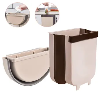 

Saving Space Kitchen Hanging Trash Bin Foldable Cabinet Trash Can Garbage Bin Car Storage Box Waste Can For Bathroom Toilet