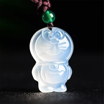 

Natural chalcedony Do A dream necklace pendant hand-carved Tinkerbell cat gem necklace lucky amulet pendant jewelry gift