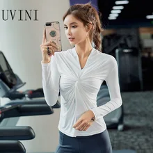 Осень, спереди спорта тренажерного зала и Для женщин Фитнес женская футболка длинный рукав, для йоги Топ Женский тренажерный зал топы бесшовный для спорта спортивная одежда