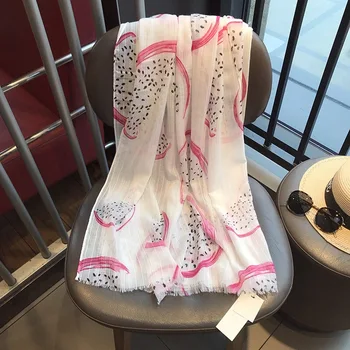 

Spring breath scarf female summer soft silk scarf pink graffiti cotton hemp handle long shawl dual purpose beach towel scarves