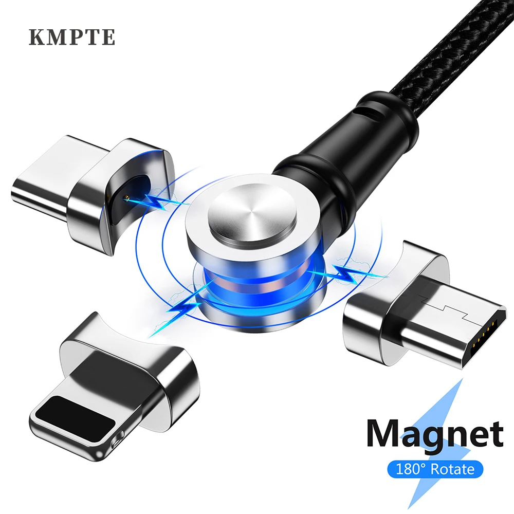 

KMPTE 2020 New 180 Degree Rotate Magnetic Cable Micro USB Type C Cable Magnetic Charging Cable For iPhone X 11 Pro Max Data Line