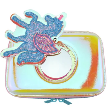 

kawaii unicorn pencil case for girls school supplies lovely Cartoon cute embroidery discoloration mirror pencil box cosmetic bag