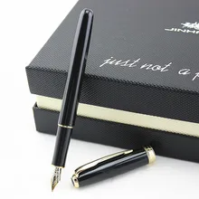 Роскошный бренд Jinhao черный Золотой зажим из нержавеющей стали перьевая ручка Средний 18KGP перо школьные офисные чернильные ручки подарочные канцелярские принадлежности