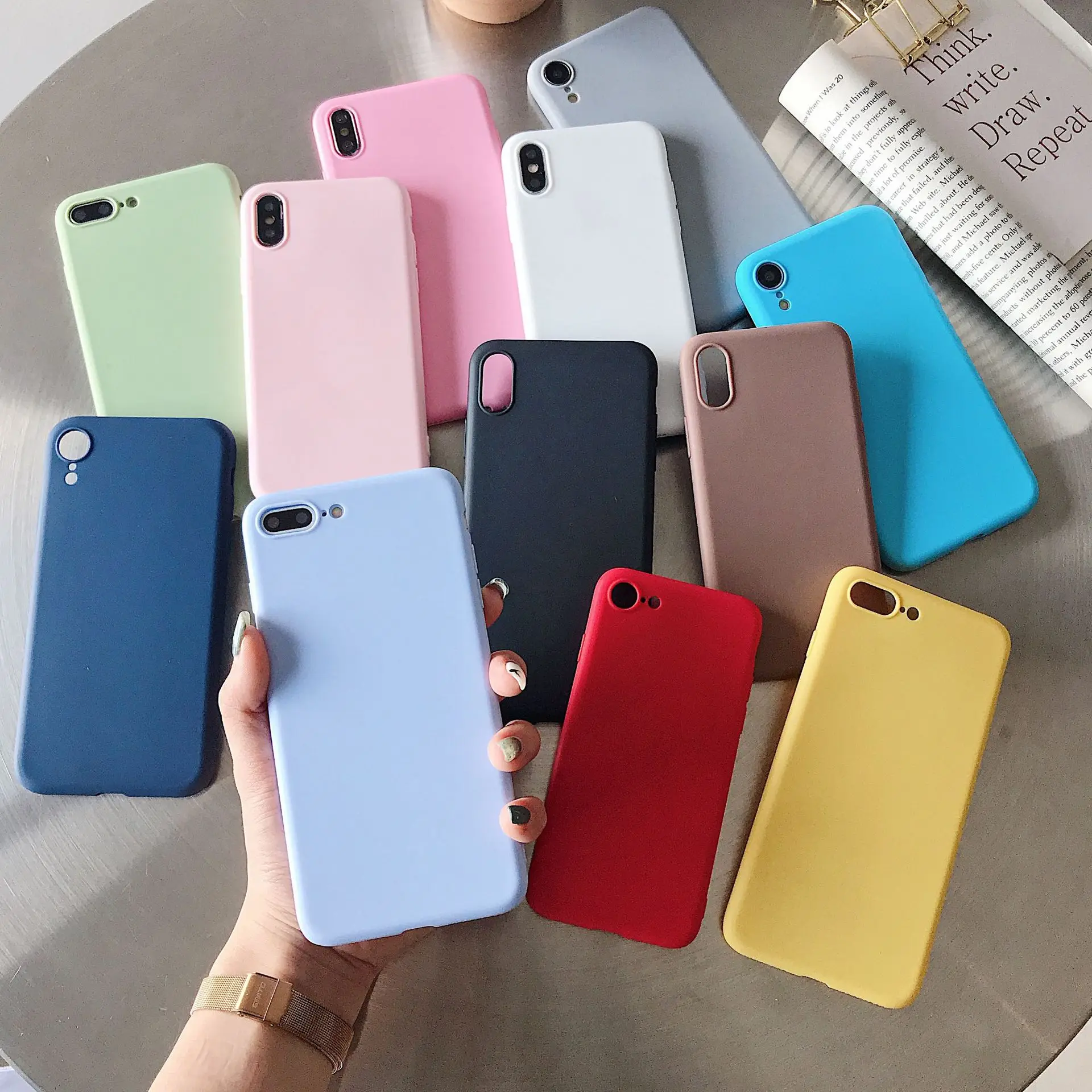 Яркие цвета чехол для iPhone 6 6S 7 8 Plus 5 5S SE модный простой мягкий силиконовый из ТПУ X XR