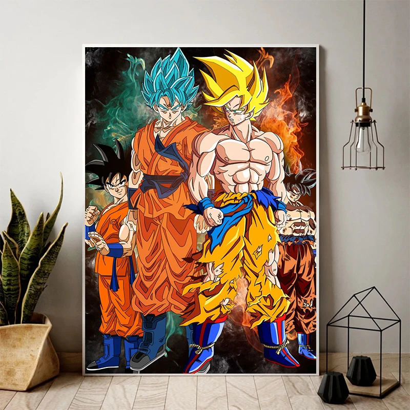 Японское аниме принт Dragon Ball Z постер Goku настенное искусство HD Картина на холсте