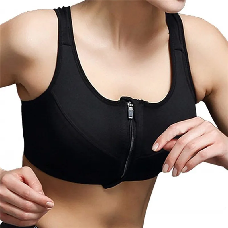 

Adjustable Zipper Sports Bra, Womens Sports Bra No Underwire Shakeproof Workout Bra Women Padded Push Up Wirefree Yoga Bra