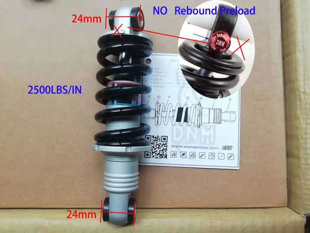 DNM велосипед задний амортизатор 125 мм горный велосипед масляная пружина после Подвески Тип электрический скутер скейт амортизатор 900/1000/1250lbs - Цвет: NO Rebound Preload