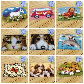 

Embroidery Carpet Needlework Latch Hook Kits Rug Canvas Knit Mat Crocheting Cross Stitch Fomiaran for Needlework DIY Handmade