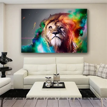 

Art Pictures Lion Oil Painting on Canvas Abstract African Animals Poster Print Wall Art Decor Modern Office Study Room Pop Art