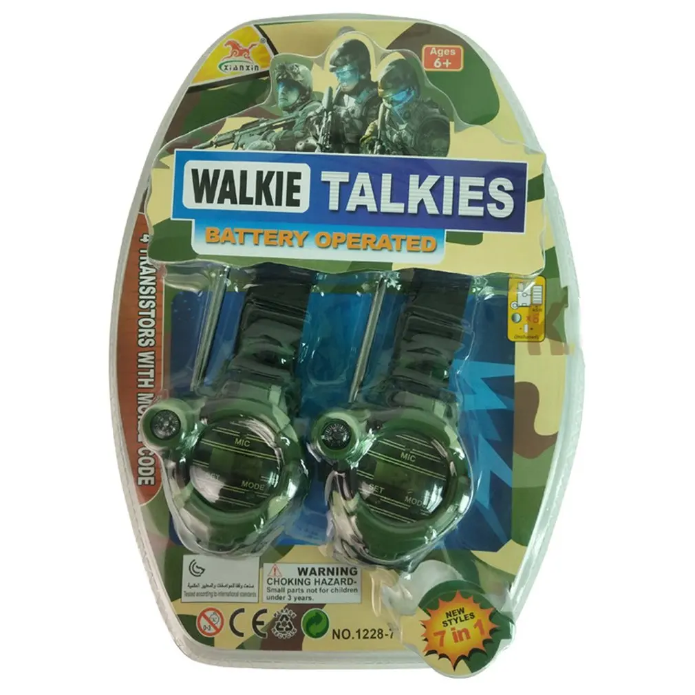 2PCS 7 In 1 Camouflage 2 Way Mini Walky Radios Talkies Watches Toys For Kids Interphone Clock 2021 New Children's Toy Daily Gift