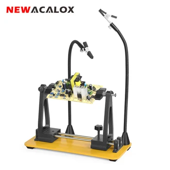 

NEWACALOX Adjustable PCB Circuit Board Holder Magnetic Flexible Arm Soldering Iron Stand Third Hand Soldering Helping Hand Tool
