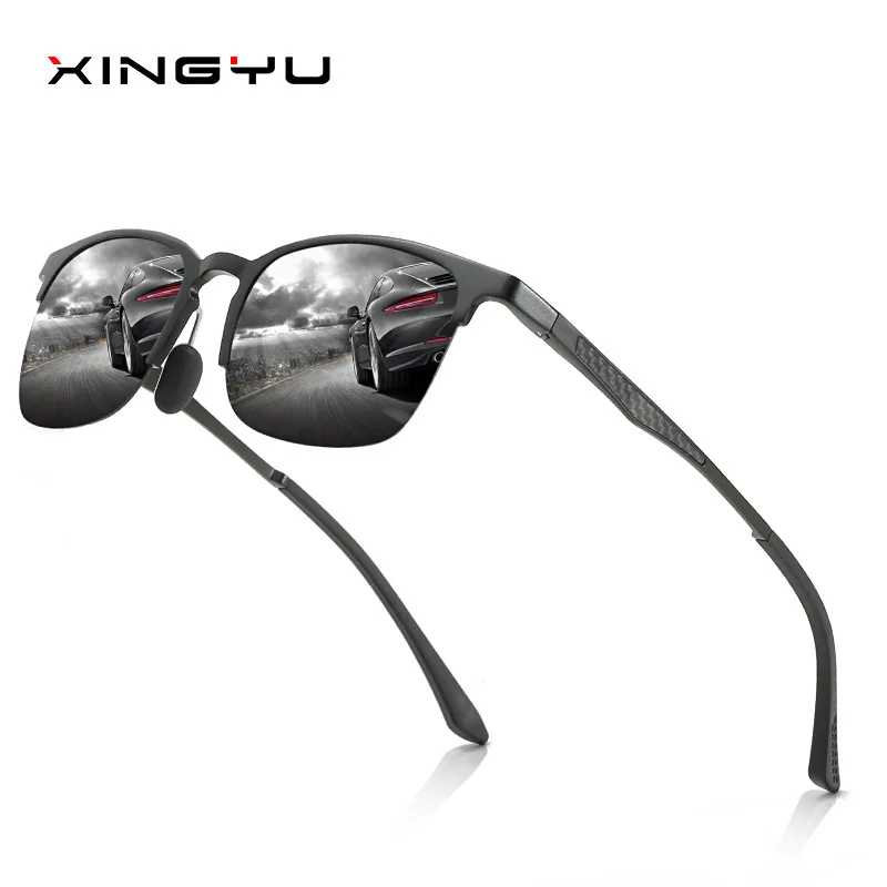 

XINGYU New Aluminum Magnesium Polarized Men Sunglasses High Quality Half-frame Male Sun Glasses Cool Mirror Blue Driving Glasses