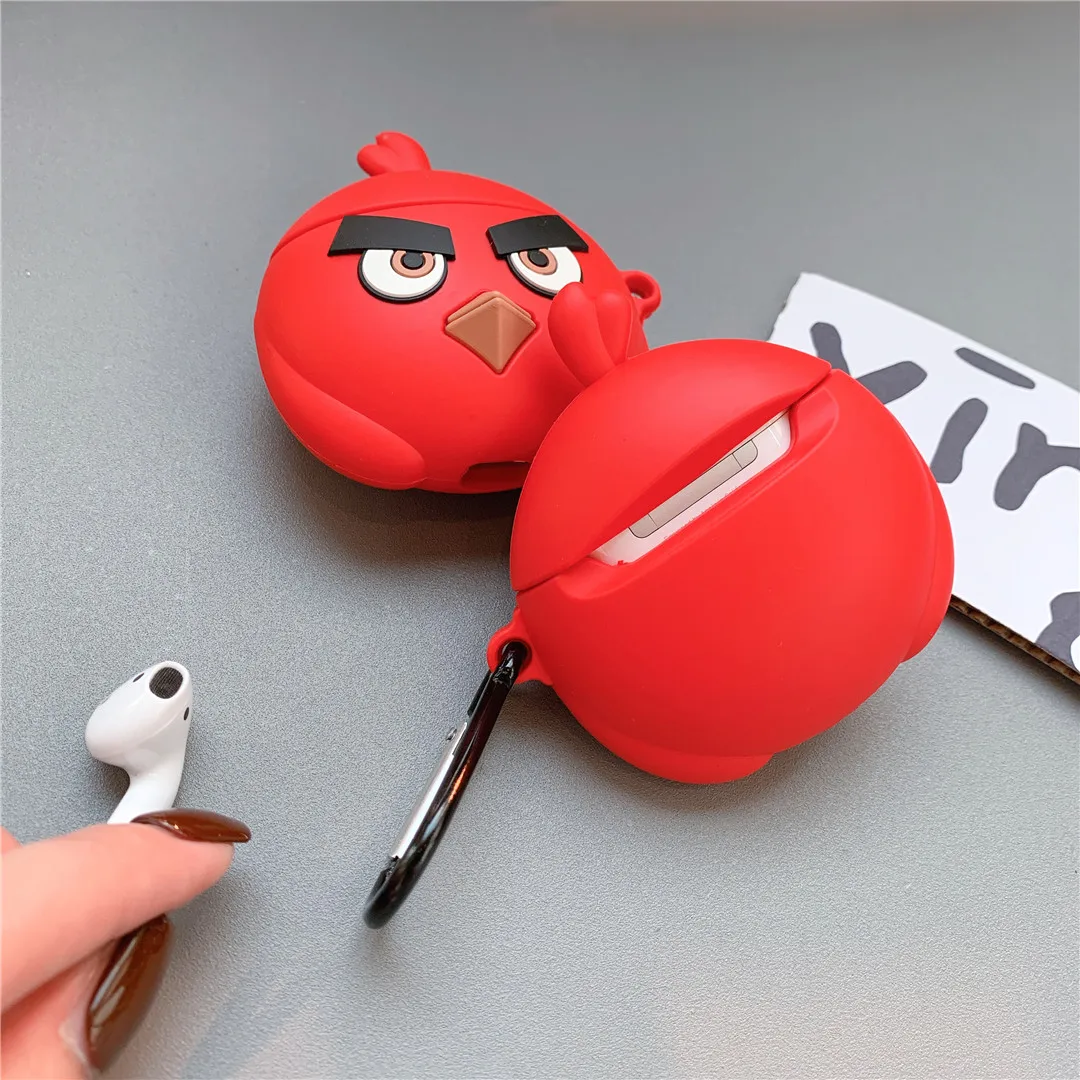 Милый силиконовый наушник с объемным мультипликационным принтом Angry bird Red bird чехол для Apple new AirPods 1/2 беспроводной bluetooth чехол для гарнитуры