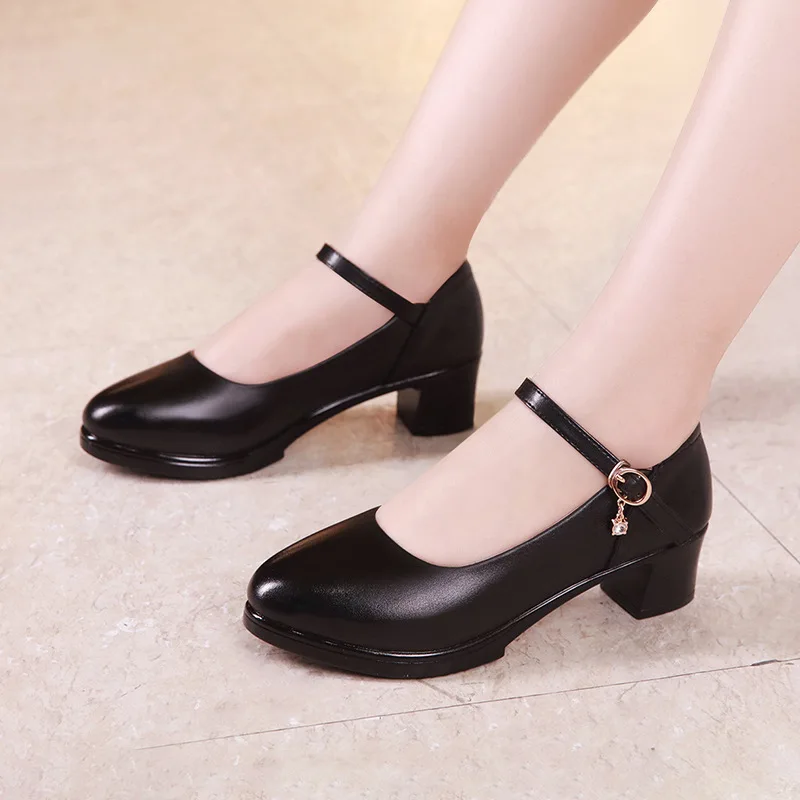 

Plus Size 32-43 Platform Pumps Women Shoes Square Heel 2019 Spring Fall Mary Jane Shoes Ladies Work Office Shoe Medium Heels