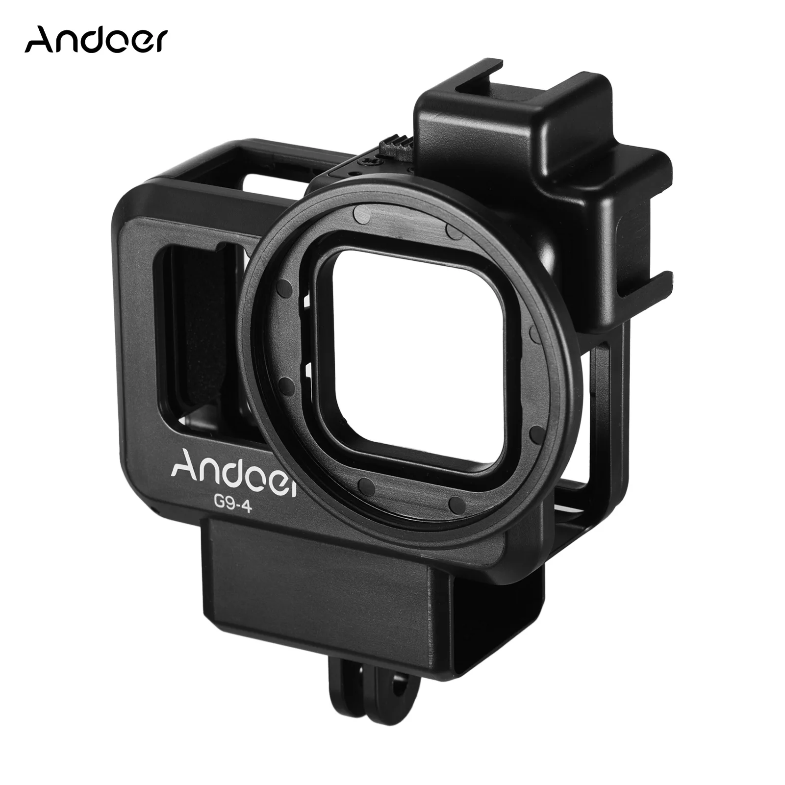 Andoer G9-4 Action Camera Cage Plastic Vlog Case Protective Housing w/ Dual Cold Shoe Mount 55mm Filter Adapter for GoPro Hero 9 |