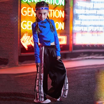

Girls Jazz Dance Costumes Chinese Folk Dance Costumes Children's Hip-hop Clothing Wide-leg Pants Ballroom Stage Outfits DQS3802