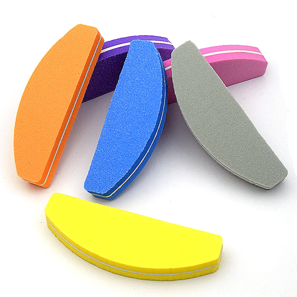 10Pcs Mini Nail Art Sanding Buffer Files Colorful Half Moon Nail File Blocks Grinding Polishing Manicure Care Tools For Salon