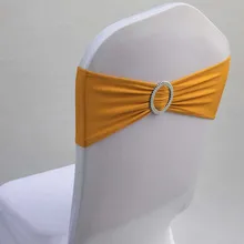 10 шт. эластичный спандекс лайкра Чехол для стула пояс банты с круглой пряжкой для отеля Вечеринка День рождения Свадьба украшения