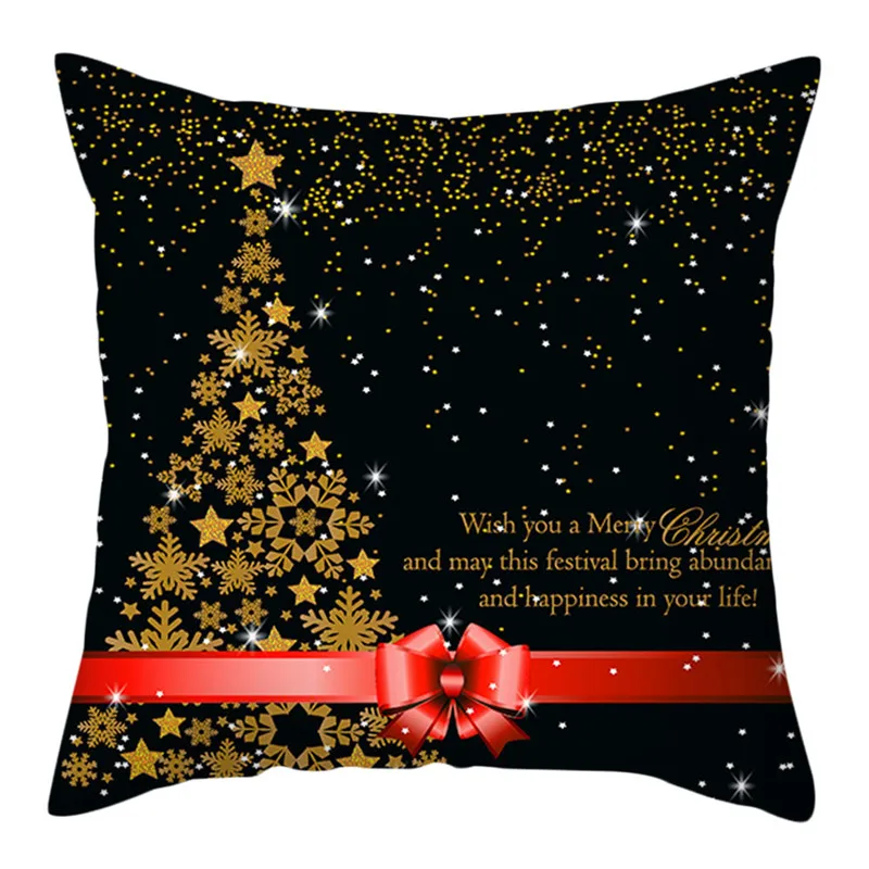 Fuwatacchi веселый рождественский черный фон наволочки для подушек с золотым принтом наволочки для подушек для домашнего дивана декоративные наволочки - Цвет: PC11725