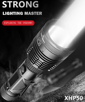 

60000 Lumens XHP70 Waterproof LED Flashlight 3 Modes Focusing Torch Lamp Mini Light Torch Adjustable Light Torch
