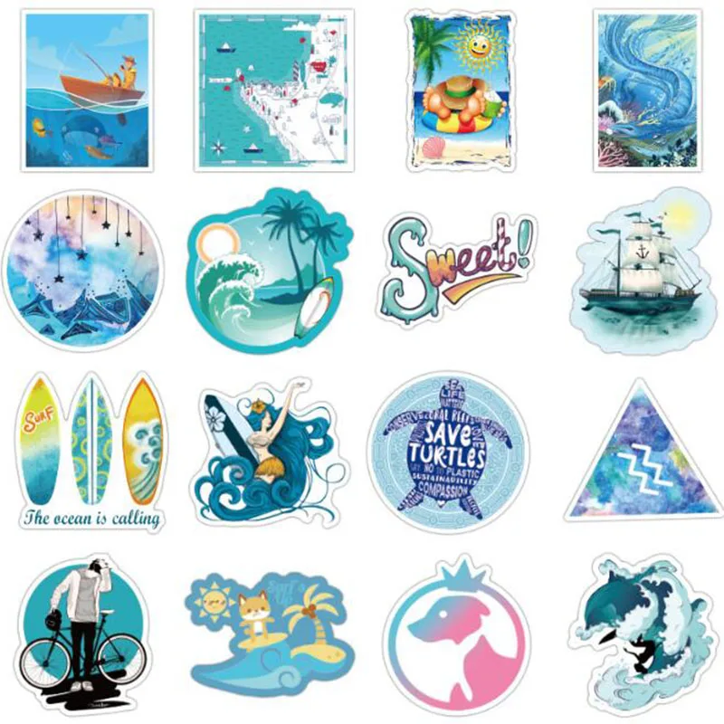 100PCS/set Vsco Style Stickers Cartoon Blue Cure Travel Stickers For Laptop Fridge Phone Skateboard Suitcase Sticker