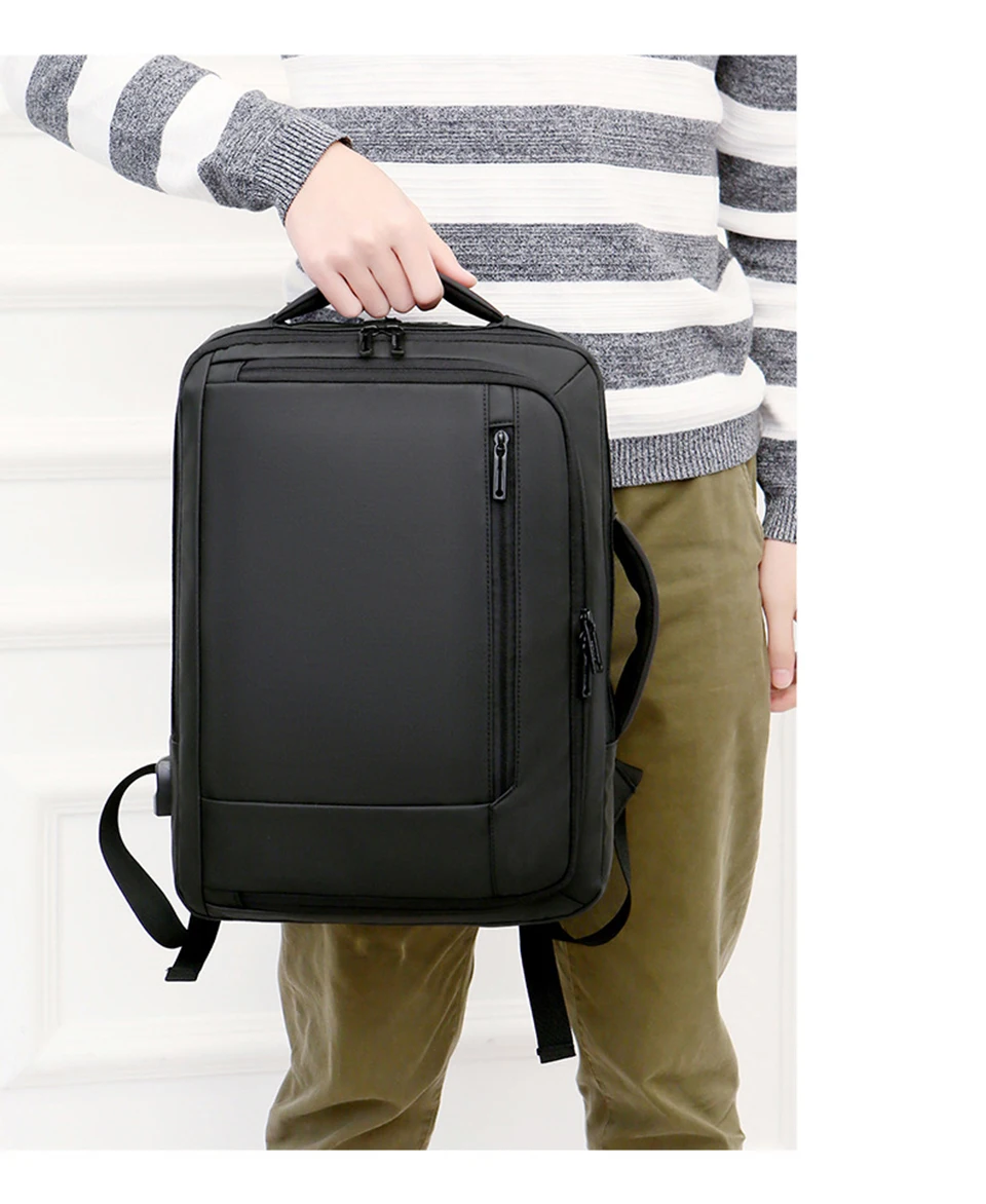 15.6 Inch Laptop Backpack Business Men Backpacks Male Notebook Waterproof Backpacking USB Charging Travel Bagpack OL Black Bags (13)